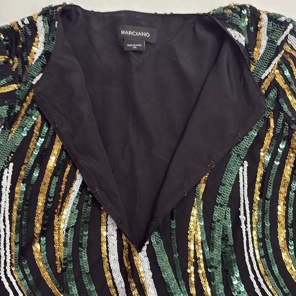 Marciano "Jen Tunic Dress" in Green and Gold Sequin - Picture 6 of 10